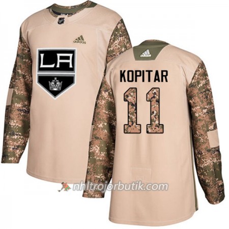 Män Ishockey Los Angeles Kings Tröja Anze Kopitar 11 Adidas 2017-2018 Camo Veterans Day Practice Authentic